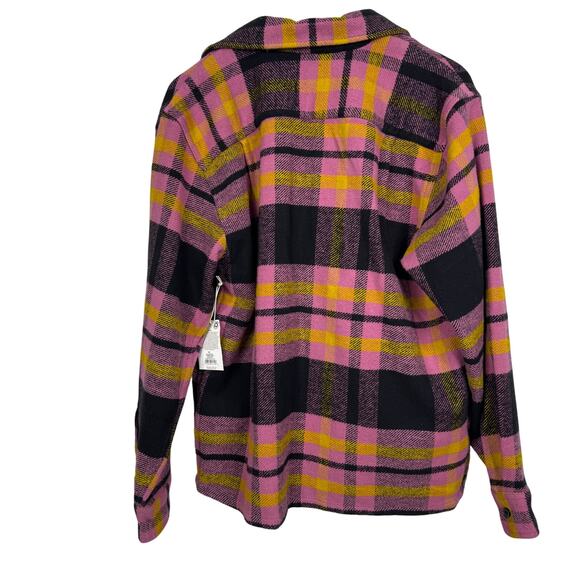 Obey Fitzgerald Woven Heavy Flannel Shirt Burnt Brick Multi Men's Size M NWT - Picture 3 of 9